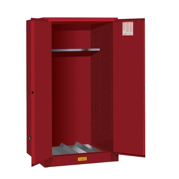 Justrite 55 gal, 1 Shelves, 18-Gauge CR Steel, 34 in W x 65 in H x 34 in D, Red 896201 - main